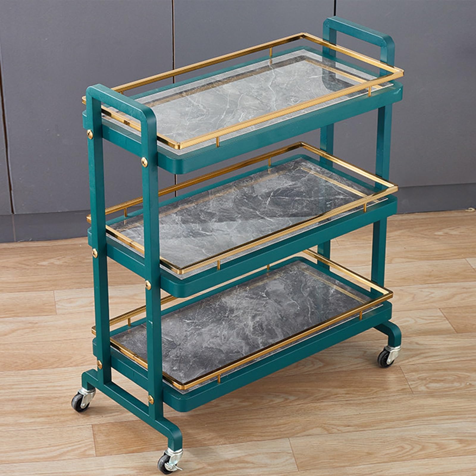 Carrello di Servizio per ristoranti, Robusto, a 3 Ripiani in Acciaio Inox con Ruote bloccabili, Carrello Mobile per Catering, Hotel e Bar.