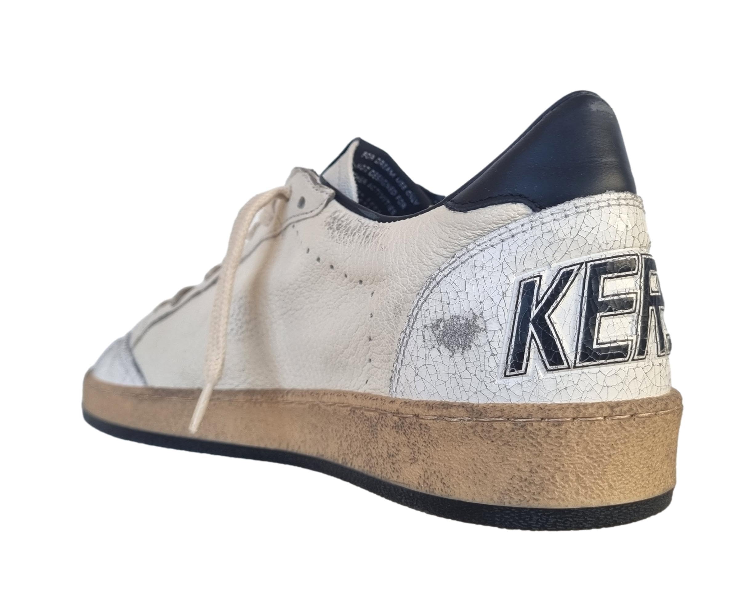 Golden Goose Scarpe da Uomo Vintage Ball Star Pelle Crackle 10283 Bianco e Nero