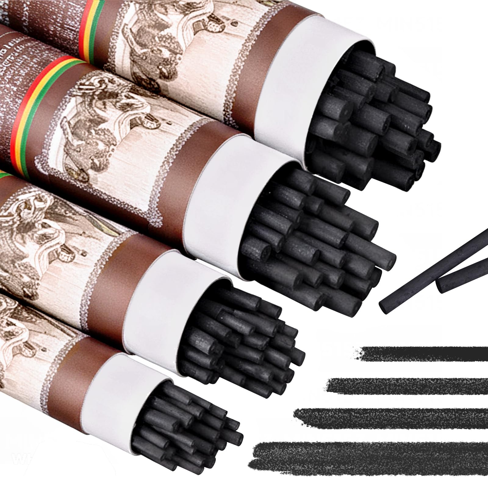 EVNEED 100 Pcs Willow Charcoal Sticks for Drawing,Willow Charcoal Pencils,Soft Black Drawing Charcoal for Sketching and Drawing Art Sketch Artists