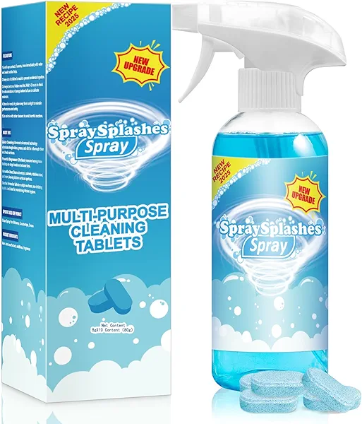 FOAMSPLASHS FOAM Spray Multi-Purpose Cleaning Tablets, 10x Cleaning Tablets and Bottle Spray, Mix with Warm Water