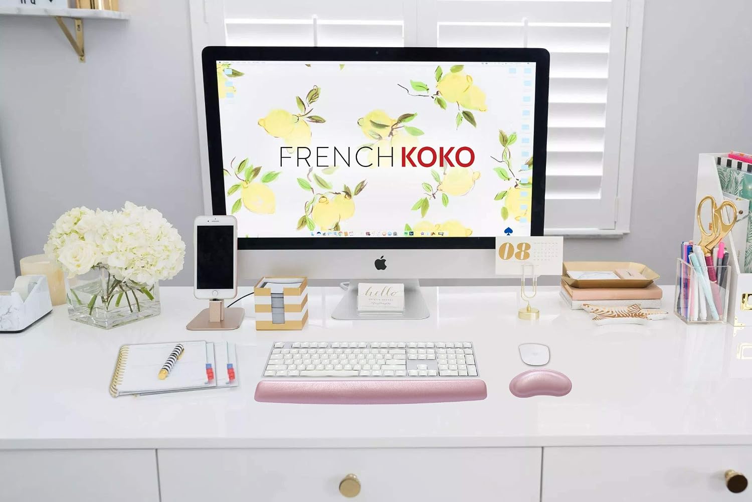 French Koko Keyboard and Mouse Wrist Rest Support Superior Arm Wrist Pad Comfort Gel Memory Foam Desk Home Office School Computer Laptop Mac Pc, Non Slip Cute and Comfortable Ergonomic Design