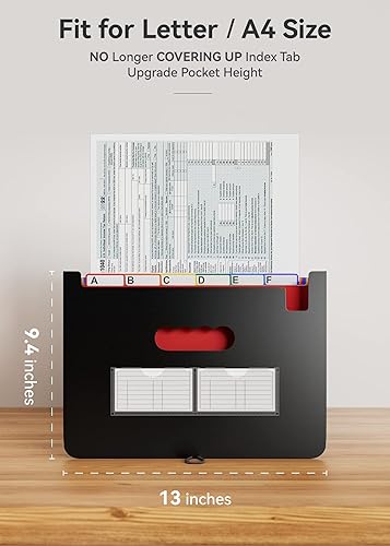 Miniatura 4 de ABC life Organizador de archivos de acordeón de 26 bolsillos, organizador mensual de recibos, carpetas de archivos expansibles con pestañas