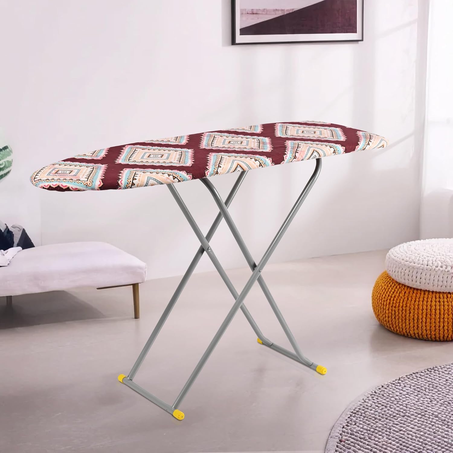 Heart Home 18 Inch Foldable & Height Adjustable Press Board Iron Stand with Heat Resistant Holder/Tray for Home | Anti Skid Press Table for Clothes | Diamond Print- Red & Cream Heart Home 18 Inch Foldable & Height Adjustable Press Board Iron Stand with Heat Resistant Holder/Tray for Home | Anti Skid Press Table for Clothes | Diamond Print- Red & Cream