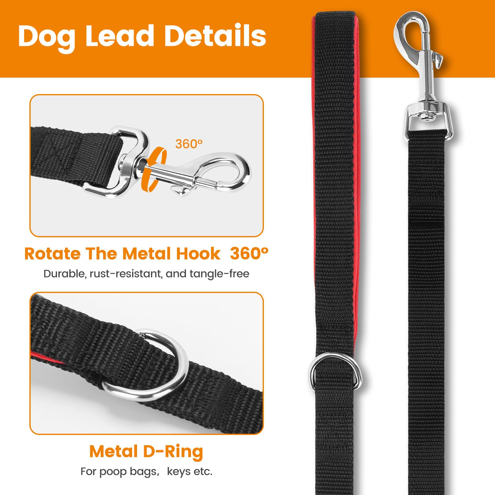 HAPPY HACHI Dog Training Lead, Long Line Nylon Leash for Small Medium Large Dogs Puppy Pets Recall Training - Image 3