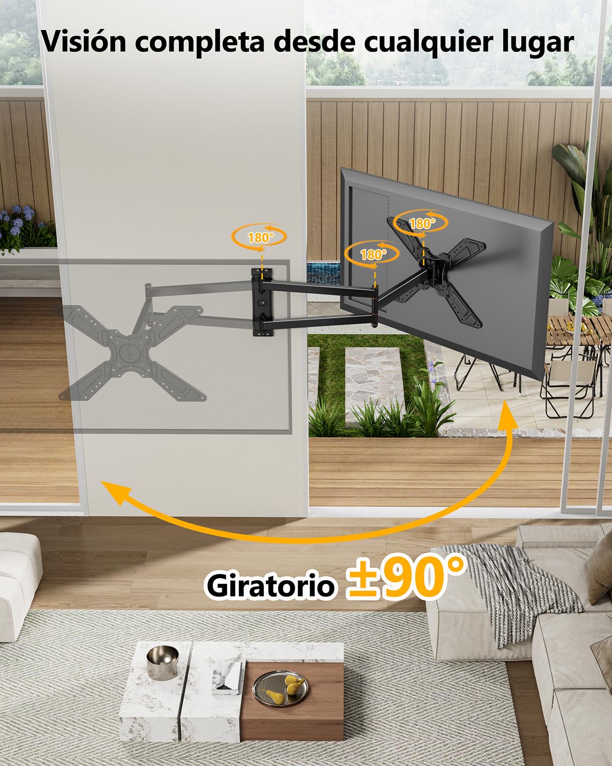Soporte TV Pared con 850mm Brazo Articulado para Pantallas Planas y Curvas de 32-75 Pulgadas WHYFONE Soporte Pared TV Inclinable y Giratorio con 180° Rotación de Movimiento Completo Max VESA 600x400mm
