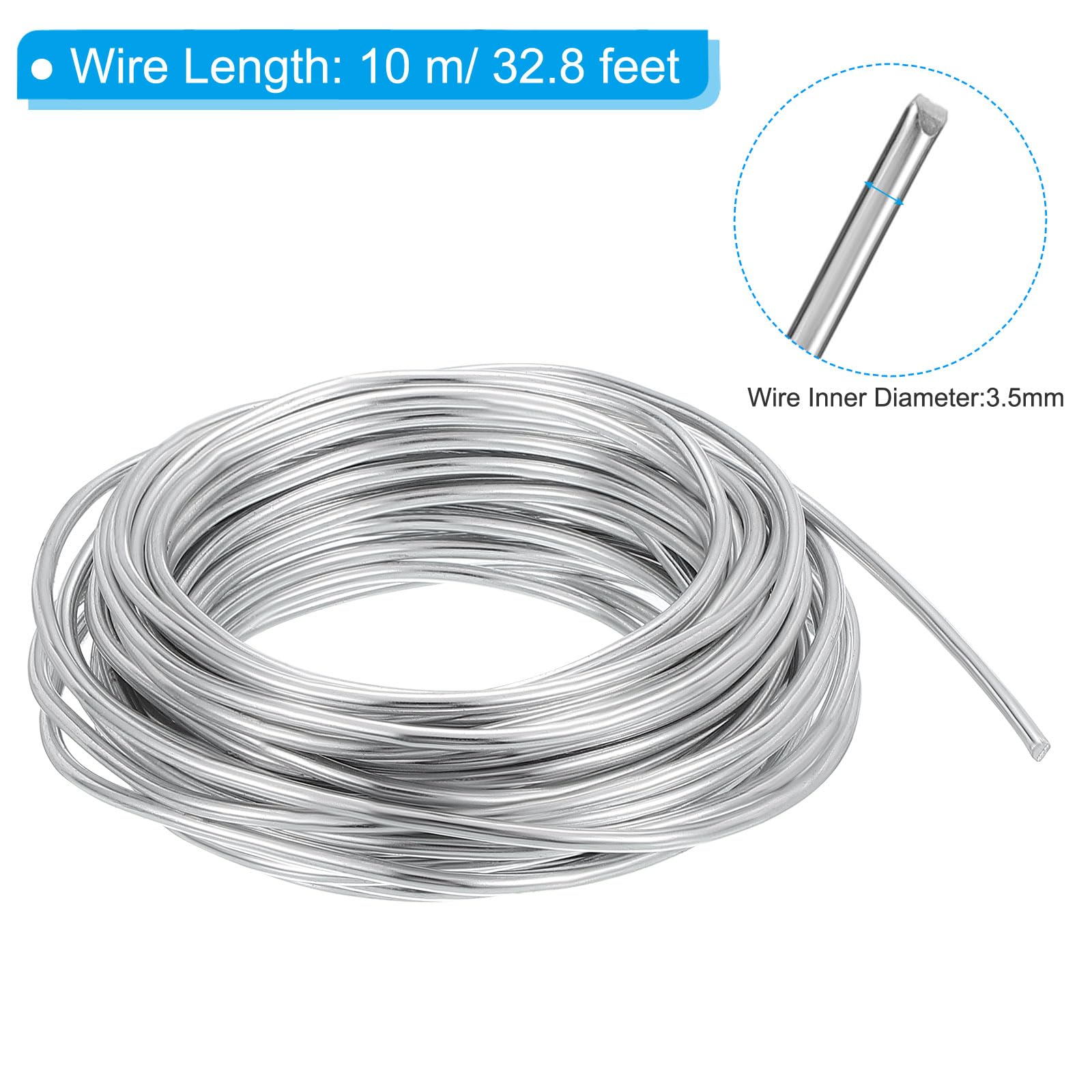 PATIKIL 3.5mm Bonsai Training Wire, 1 Roll Floral Wire Stems Anodized Aluminum Tree Wire 32.8 Feet Total for Gardening Branch Fixing, Silver