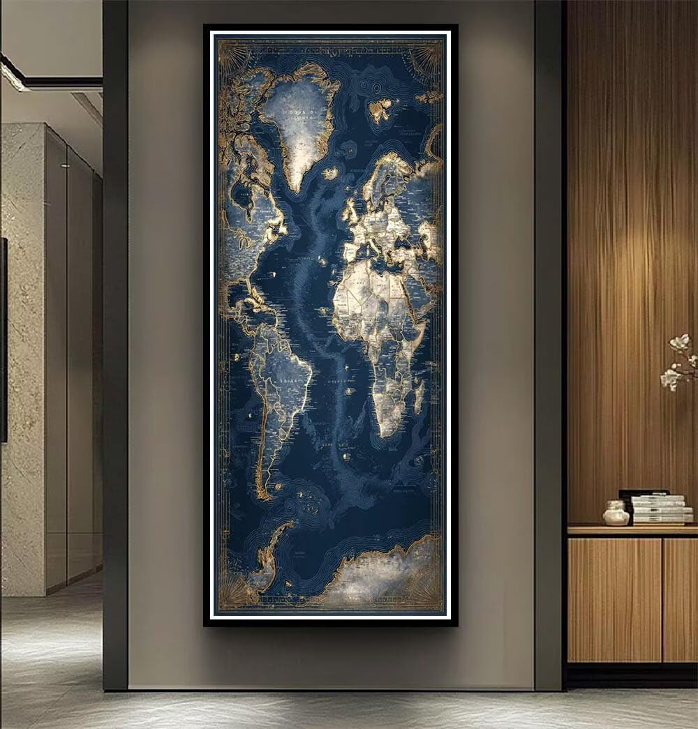 Diamond Art Painting Kits for Adults 80x200cm, 5D Large Diamond Painting Map Full Round Drill Gem Art Retro Crystal Cross Stitch Arts Crafts Paint by Numbers for Home Wall Decor Gifts -LR1155