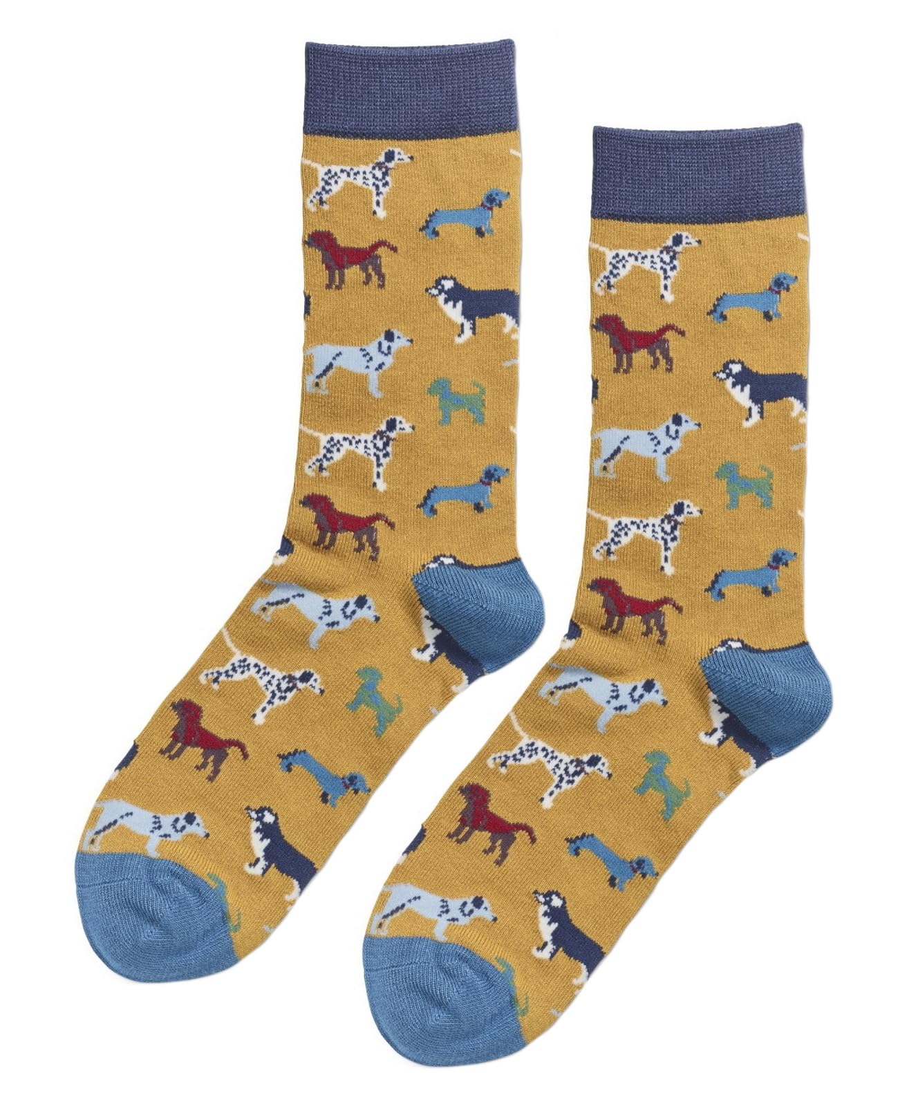 Lilyrosa Women's Mustard Design Dog Socks Dachshund Dalmatian Pug Size 4 To 7