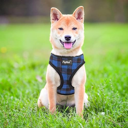 Miniatura 457 de Pupteck - Arnés para perro, chaleco de malla suave con relleno cómodo para cachorros, perros y gatos, evita los tirones, color negro y blanco