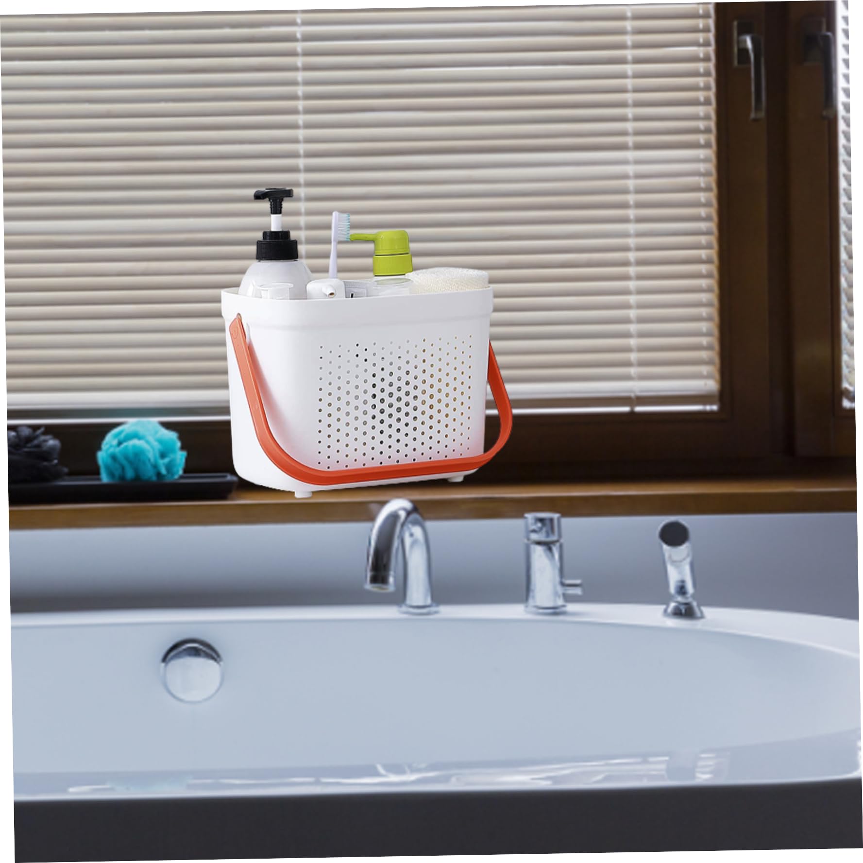 Cesta de Ducha portátil, Cesta de Malla para Ducha de plástico con asa, Organizador de Almacenamiento para baño, para despensa, Cocina.