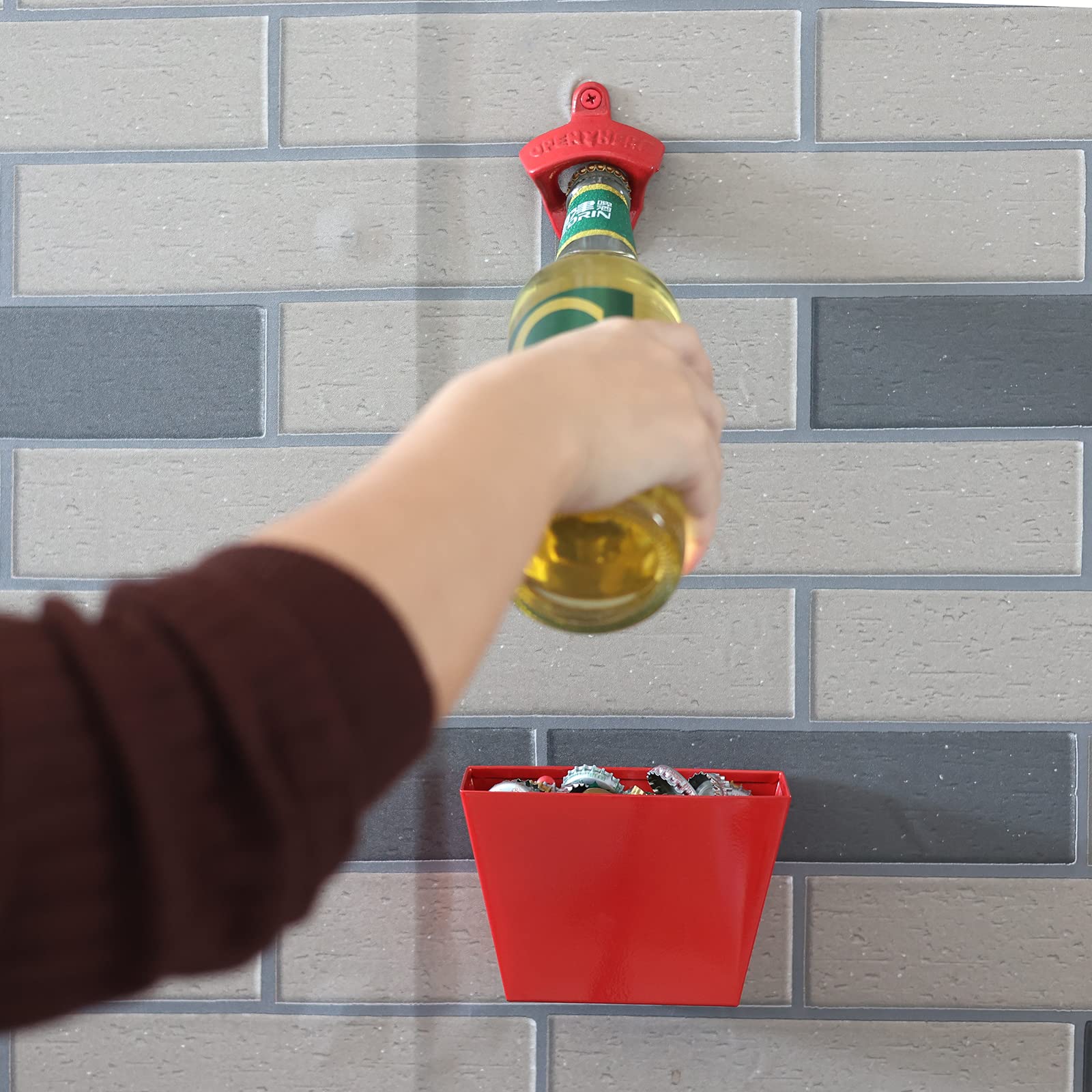 Amazon | HAIICEN レッド鋳鉄ビール栓抜き 壁取り付け 男性の洞窟