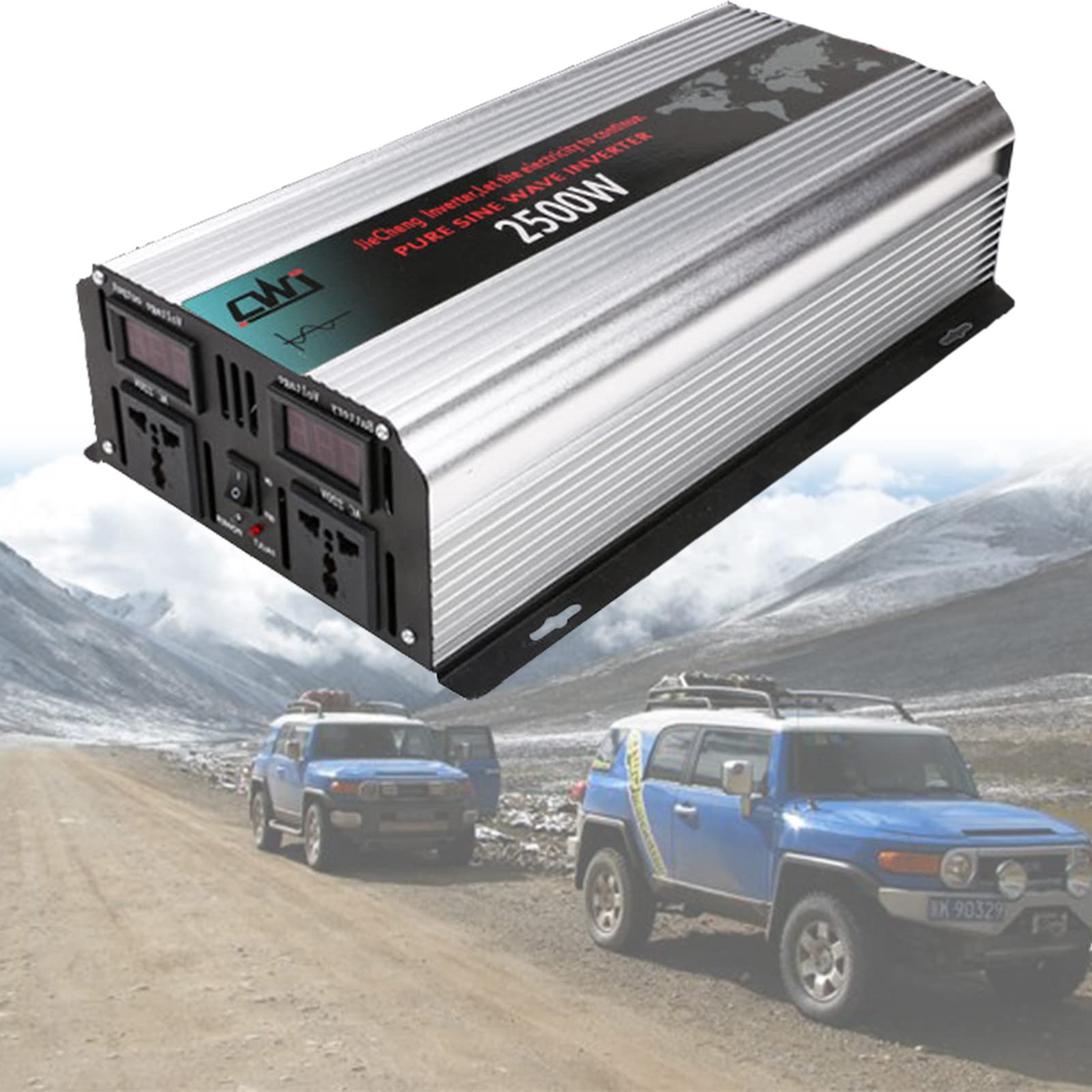 BLANKX 2000W 3000W 4000W 5000W 6000W Pure Sine Wave Power Inverter DC 12V/24V/48V/60V/72V to AC 110V/220V Converter with Ac Outlets & Dual Digital Display for Motorhomes,Camping,2500W-72Vto220V