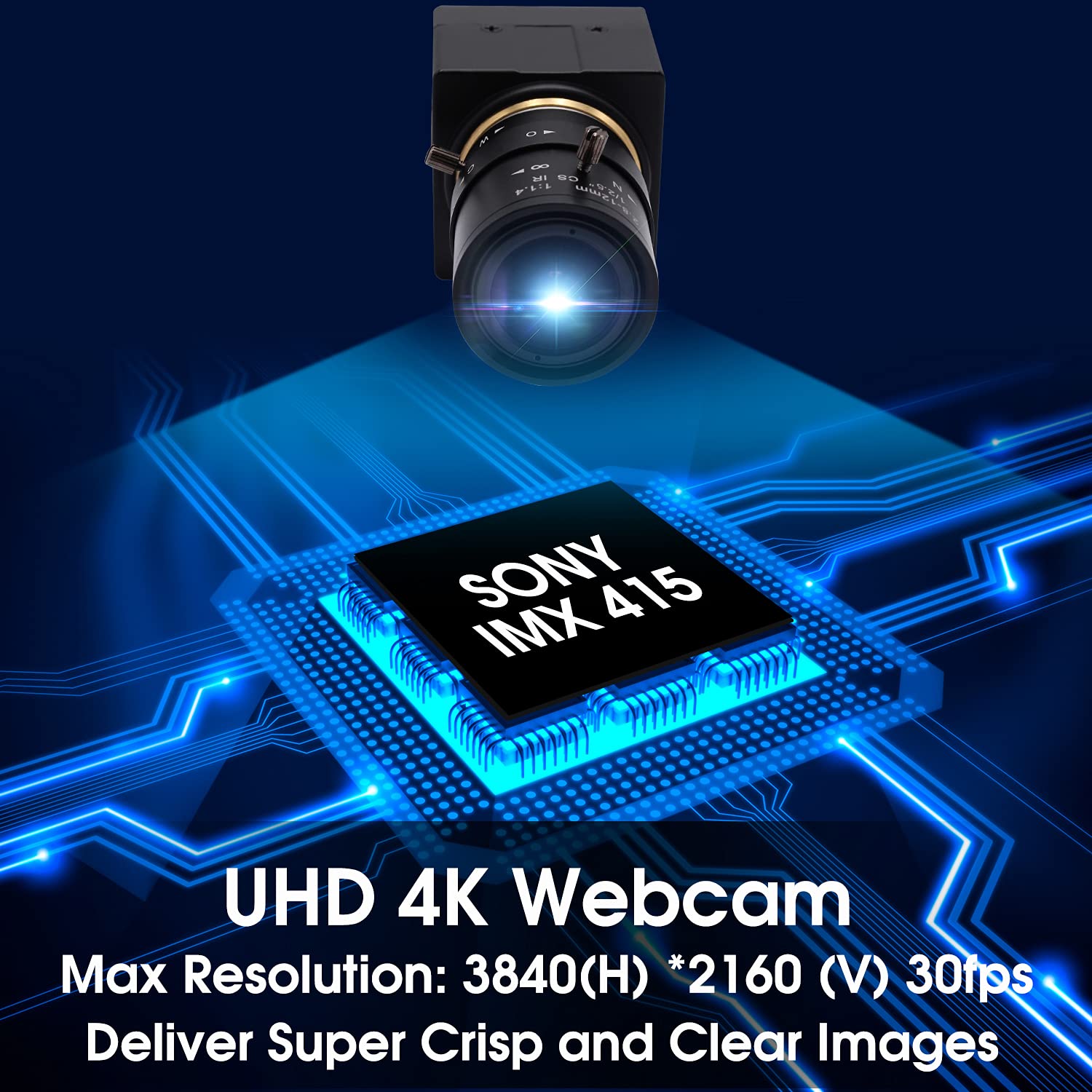 Svpro Webcam USB 4K Ultra HD avec objectif zoom 2,8-12 mm, mise au point manuelle, 3840 x 2160 30 fps, capteur IMX415, UVC Plug & Play pour Mac/Windows/Linux/Android