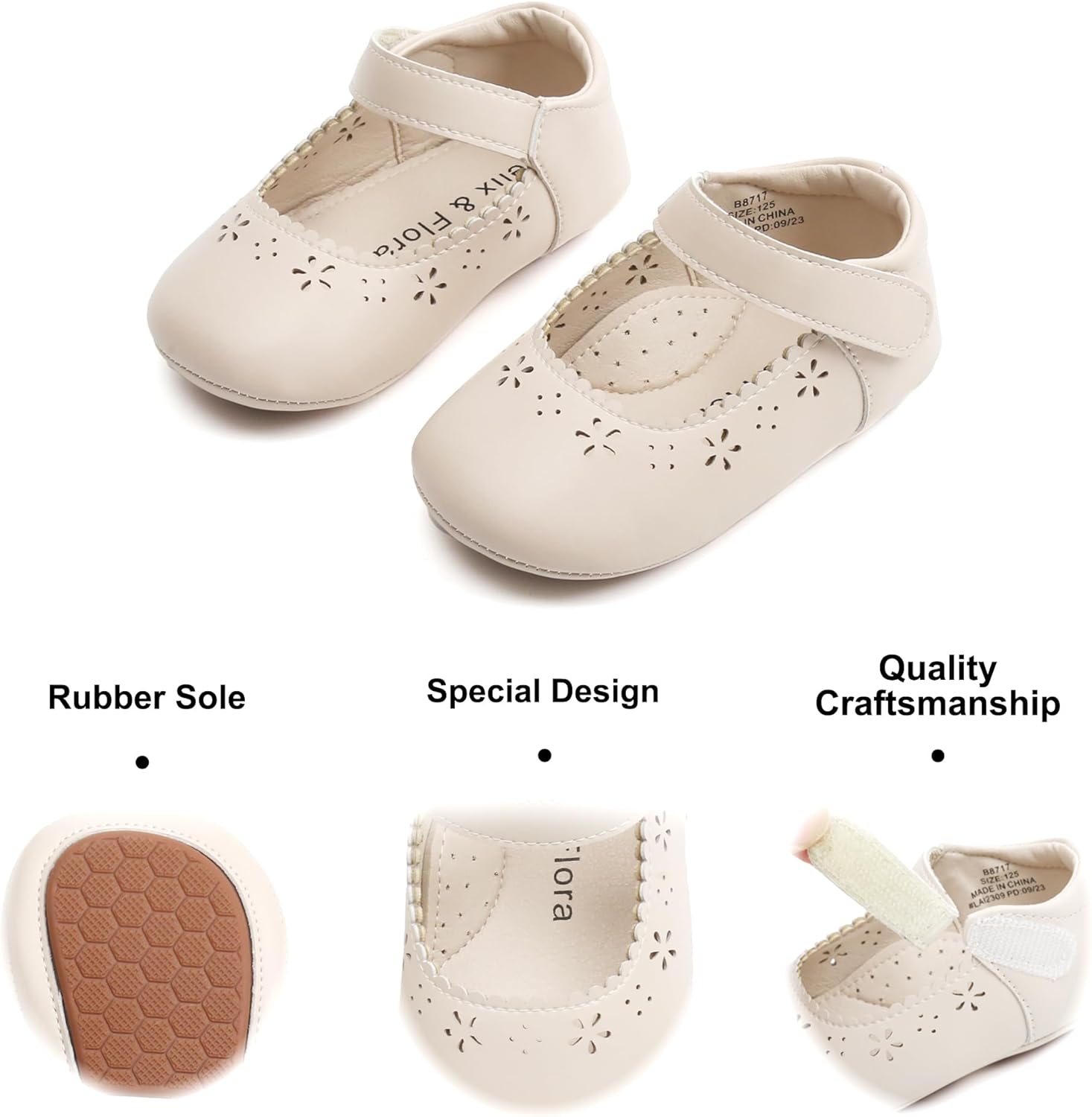 Felix & Flora Soft Sole Baby Shoes - Infant Baby Walking Shoes Moccasinss Rubber Sole Crib Shoes - Image 4