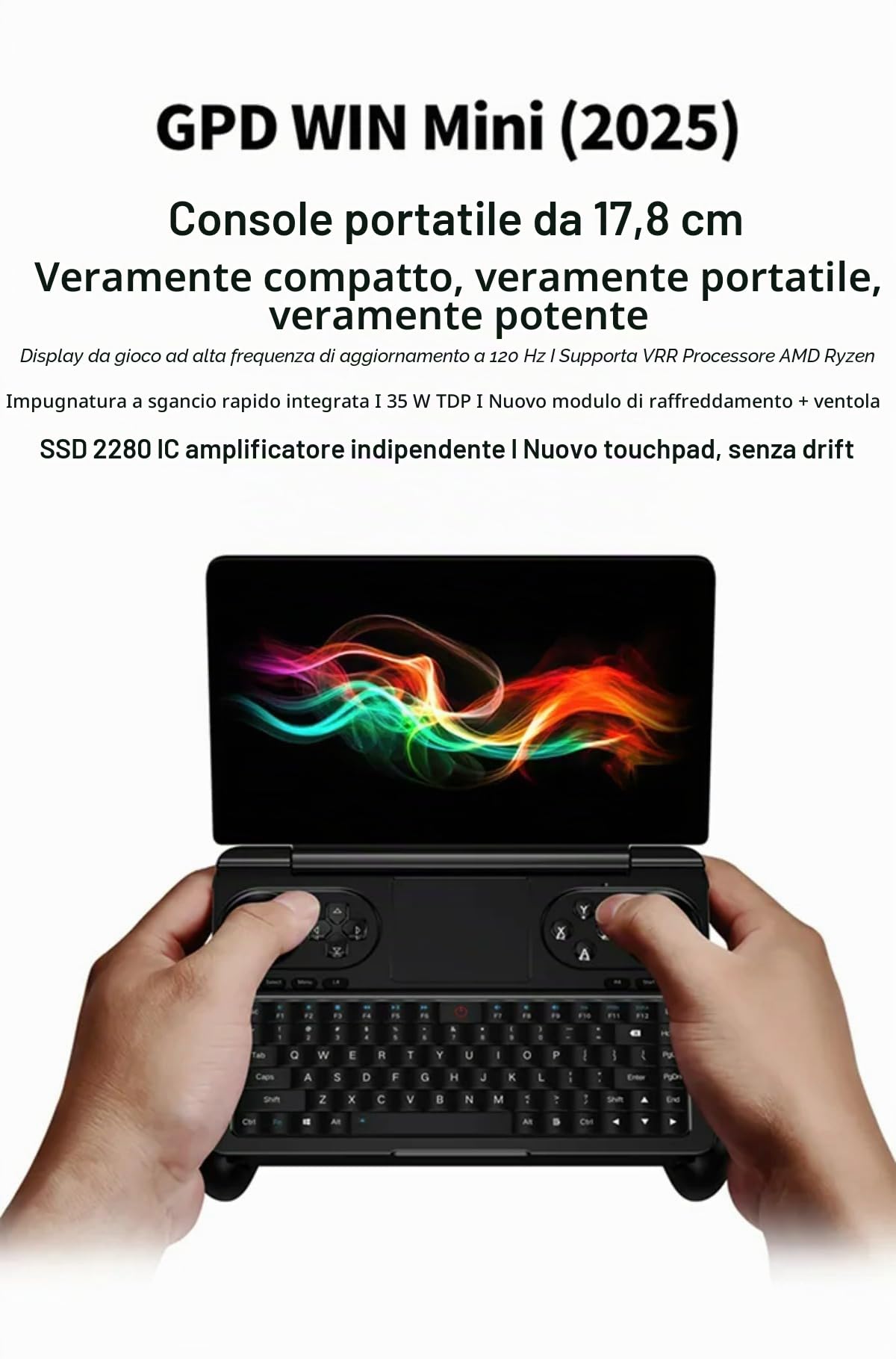 WEELIAO GPD Win Mini 2025 Gaming PC, 7 pollici 1080p Touchscreen con AMD Ryzen 7 8840U, 16 GB di RAM, 1 TB SSD