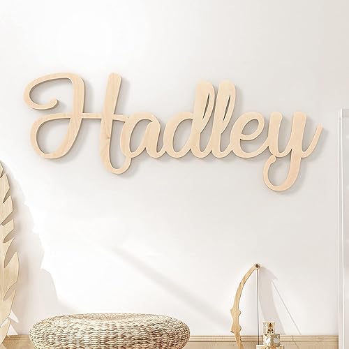 Personalized Custom Wooden Name Sign - HADLEY Font Baby Name Sign For Nursery and Wall Decor (12"-55" Wide) - PAINTED Wood Letter Nursery Decor -