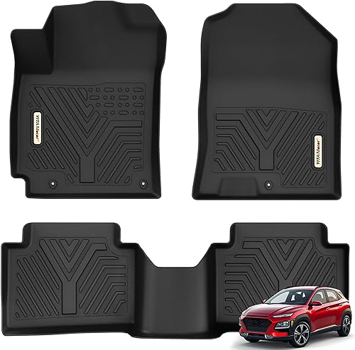 YITAMOTOR Alfombrillas compatibles con Hyundai Kona 2018-2023 (sin modelos eléctricos), protección para todo tipo de clima, forro de suelo negro