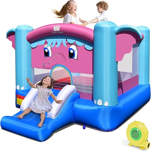Costzon Casa inflable de rebote para niños, casa inflable para fiestas en interiores y exteriores, diversión familiar con borde de baloncesto,