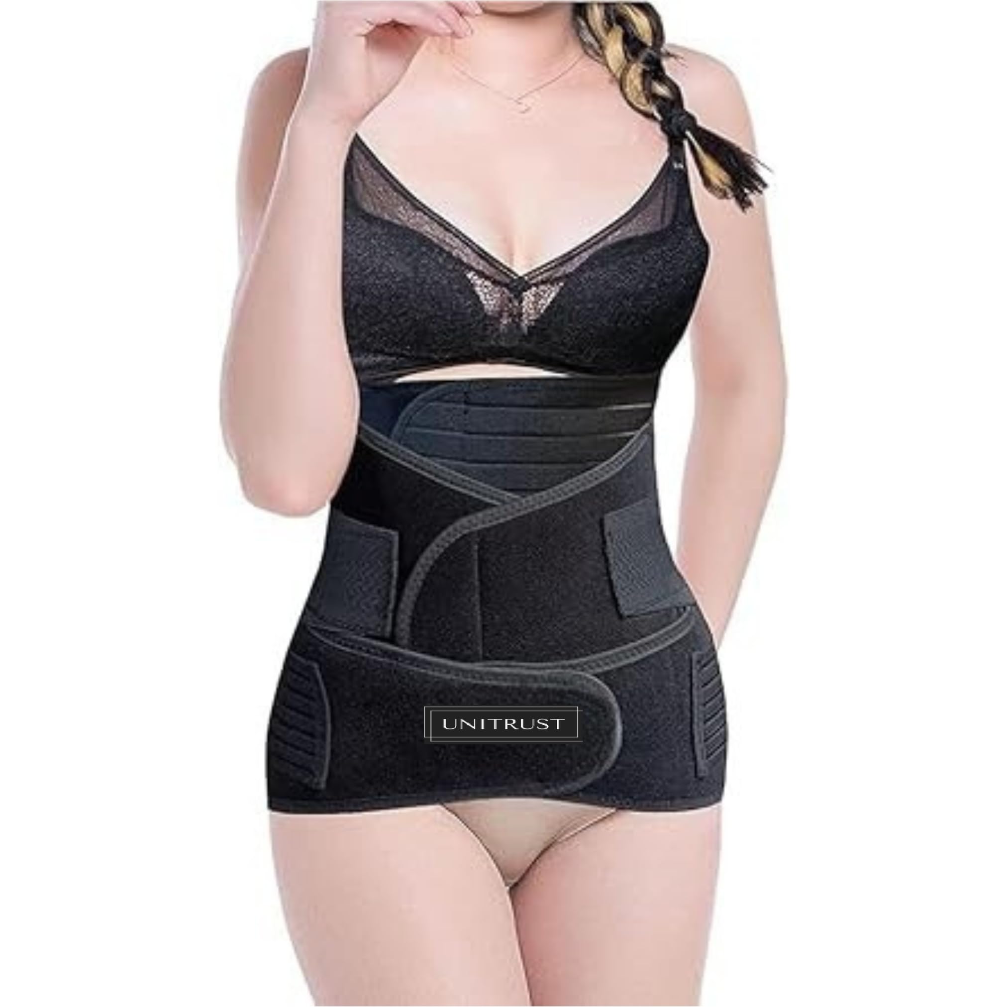 UNITRUST 3-in-1 Postpartum Belly Band Full length – Abdominal Belt for Post-Pregnancy Recovery 1 Year Warranty (Black, Free Size)-picture-6