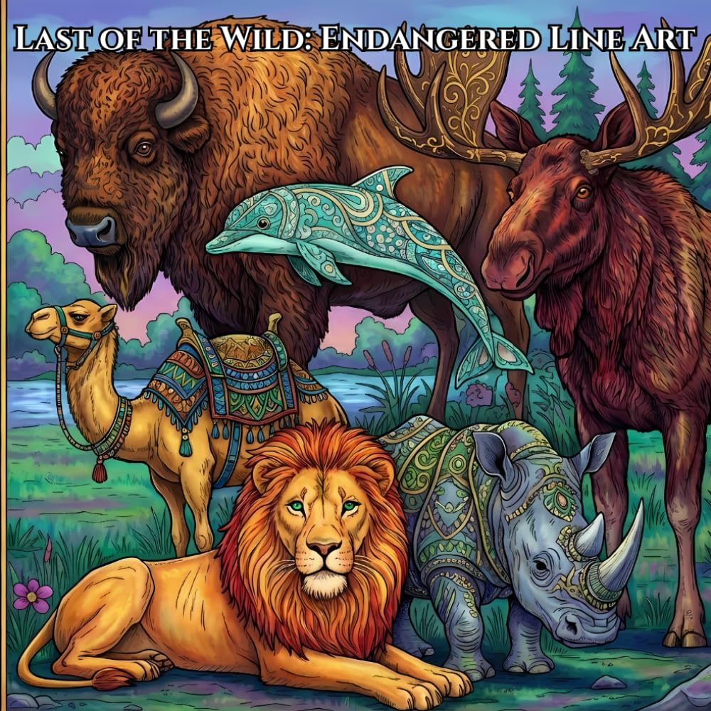 Last of the Wild: Endangered Line Art: 58 Intricate Epic Line Art of Endangered Species from Around the World for Teens & Adults to Inspire Relaxation and Relieve Stress