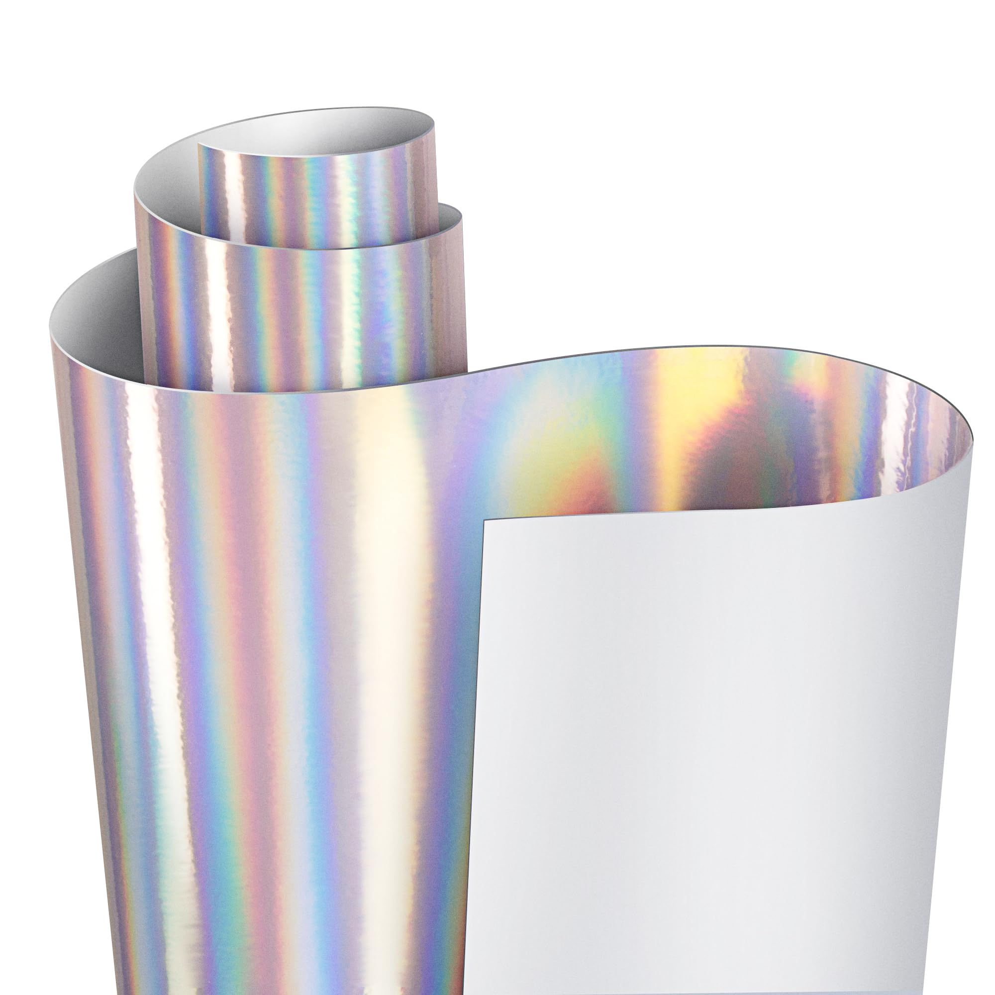 Lypumso Holographic Laser Silver Vinyl Wrap, PET Chrome Metallic Car Wrap Self Adhesive Decal Sticker Air Release Glossy Film Vinyl Sheet for Cars (Silver, 1ft x 10ft)