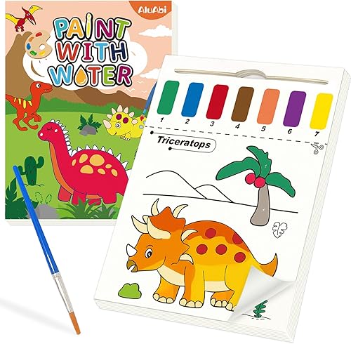 Libros de pintura con agua para niños, kit de manualidades para colorear acuarela de dinosaurio, libro de pintura de acuarela, regalos para niños de