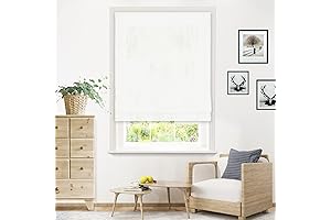 Roman Shades Blackout Fabric - White 35W x64H | Window Blinds and...