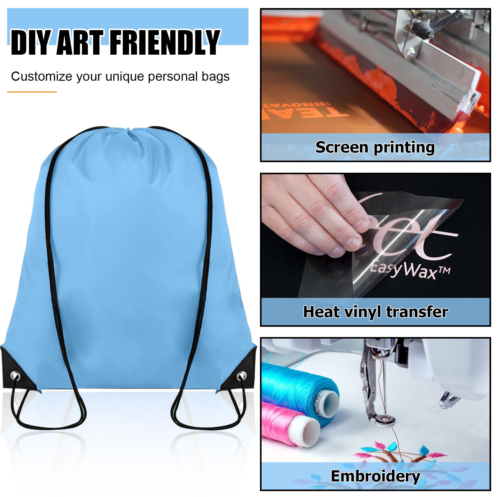 Grneric 20Color Drawstring Backpack Bulk Cinch Sackpack Ployster Drawstring Bags for Gym Party Trip
