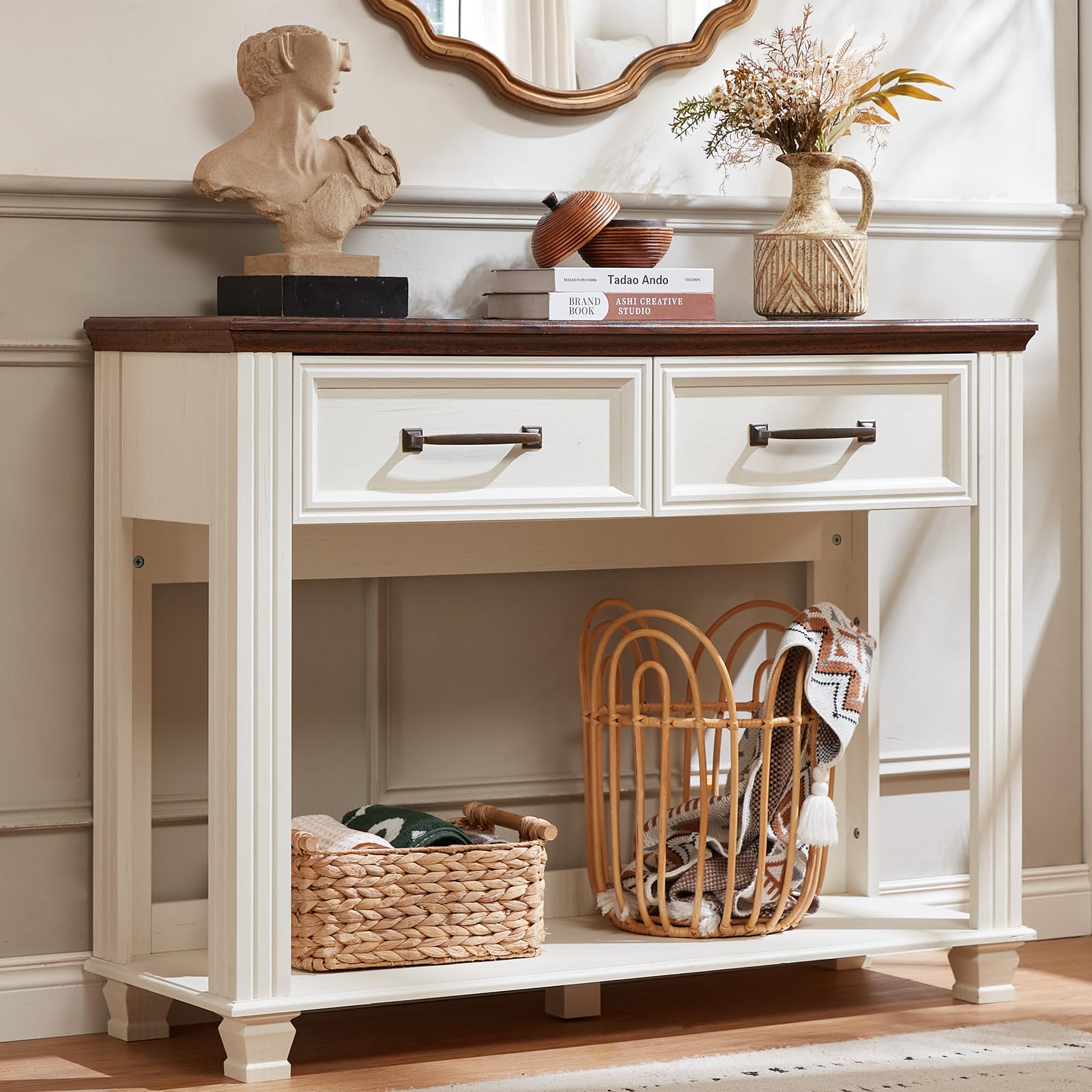 BI OAK DRAWER TABLE【LIFE FARNITURE】 Amazon.com: SAVOR LIFE Farmhouse 46