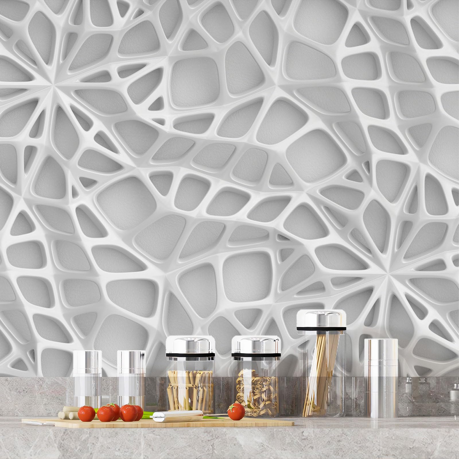 Lumalea Adesivo adesivo per cucina, design effetto 3D 3617689952871, adesivo + protezione lucida, 90 x 158 cm