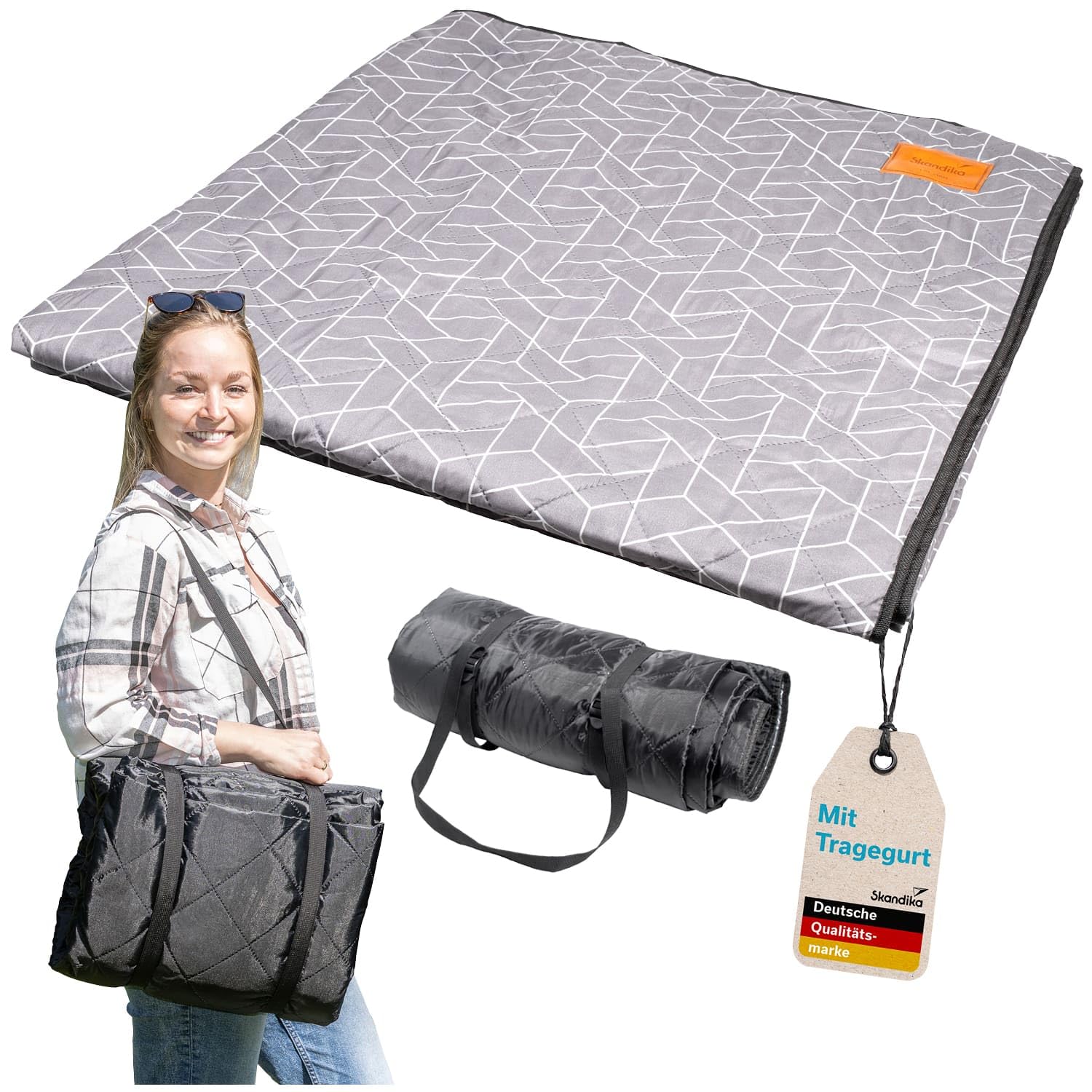 Skandika Dywan namiotowy Bredal 300 x 300 cm, dywan outdoorowy z miękkim w dotyku poliestru, odporny na warunki atmosferyczne i wodoszczelny, z paskiem do noszenia, koc piknikowy, dywan kempingowy
