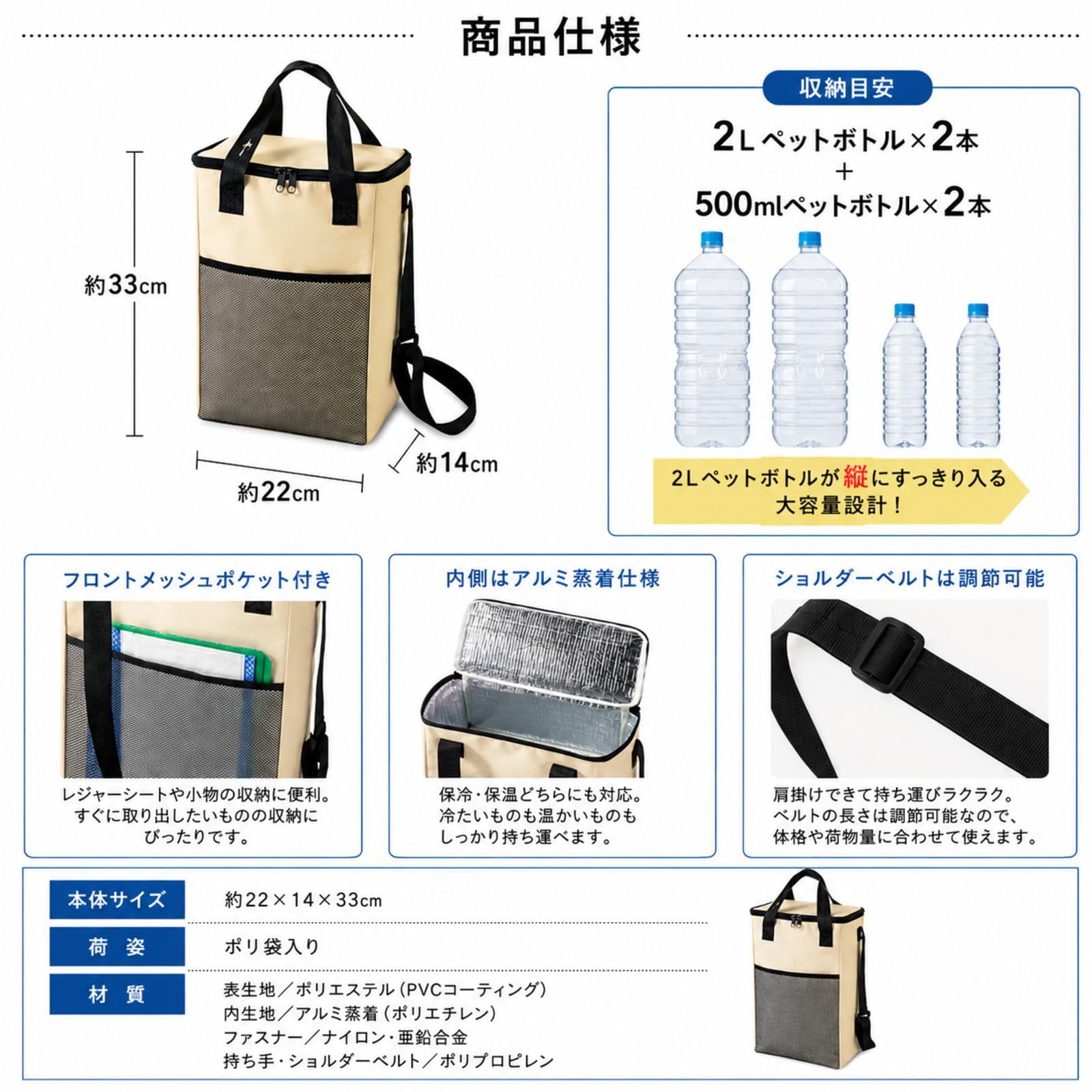 Amazon | 肩から掛けれる 保冷 ボックスバッグ 保冷バッグ クーラー