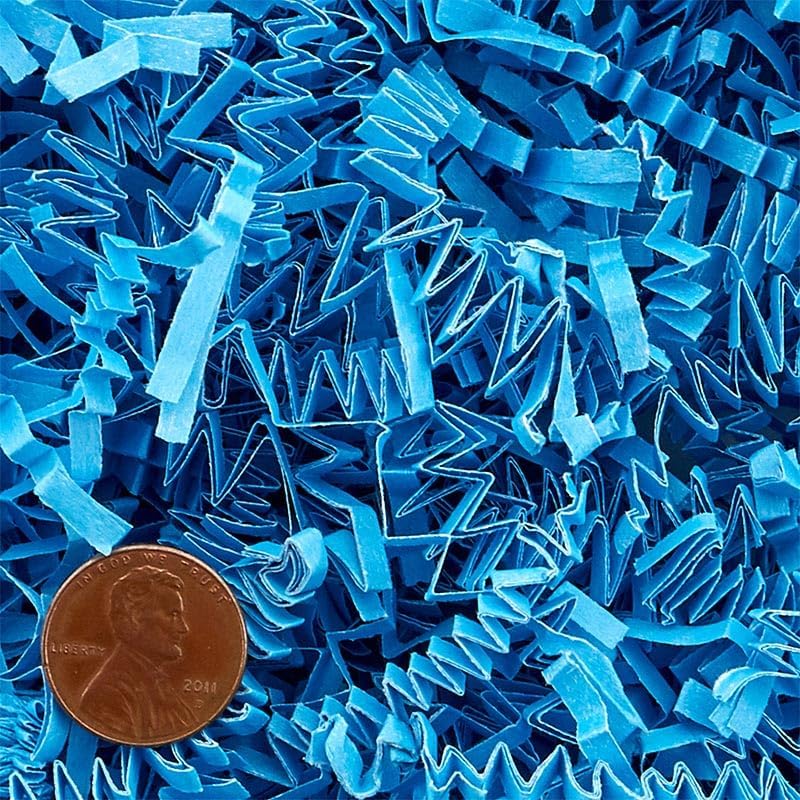 Paper Mart Crinkle Paper Filler, Light Blue 10 LB Bag, Shredded Paper for Gift Baskets, 24 x 16 x 11.5 Inch Compacted Bag of Gift Box Filler