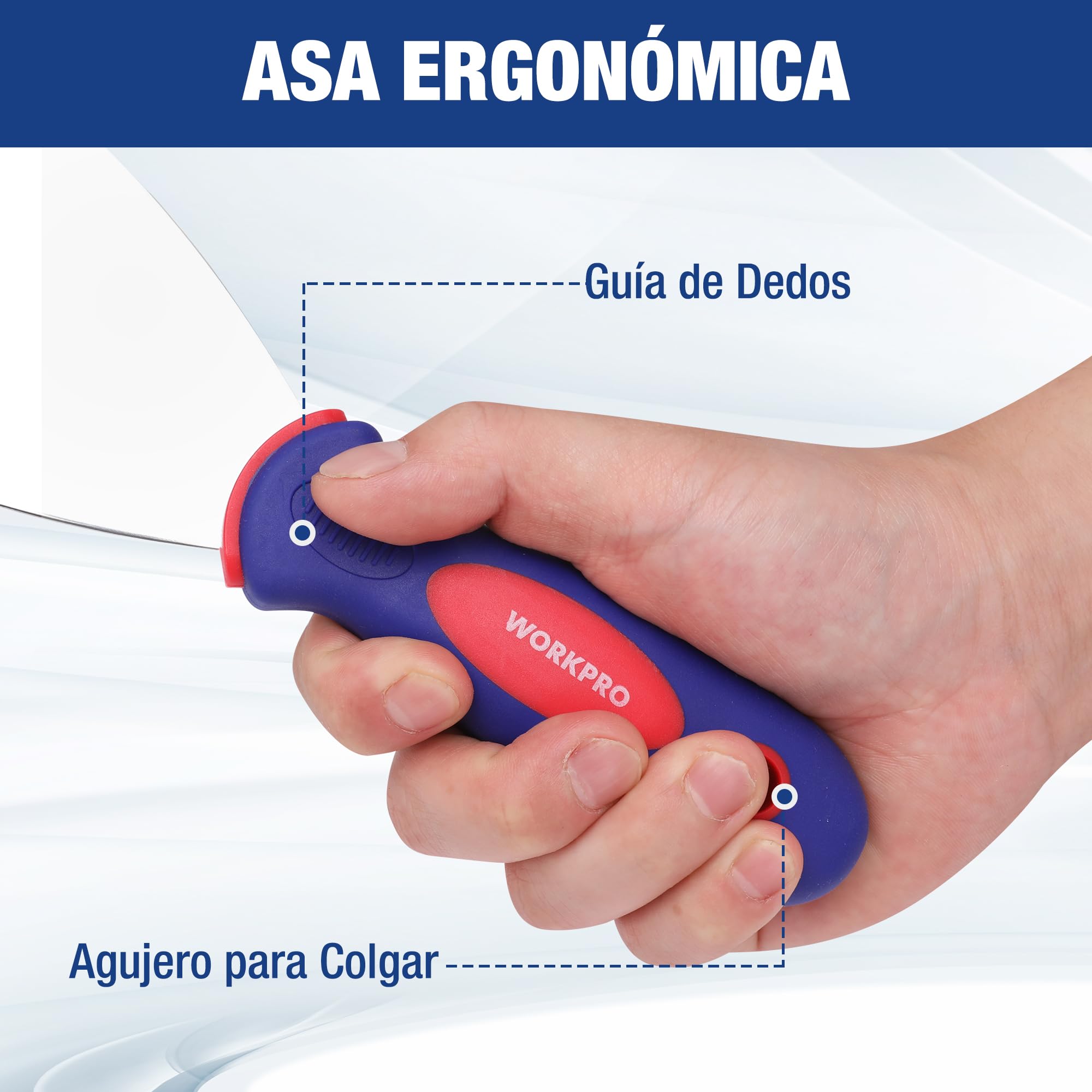 WORKRPO 4-piezas Juego de Espátulas Masilla, Espátula de Acero Inoxidable en 4 Formas 38 mm, 76 mm, 100 mm, 150 mm, Espátulas para Pintura