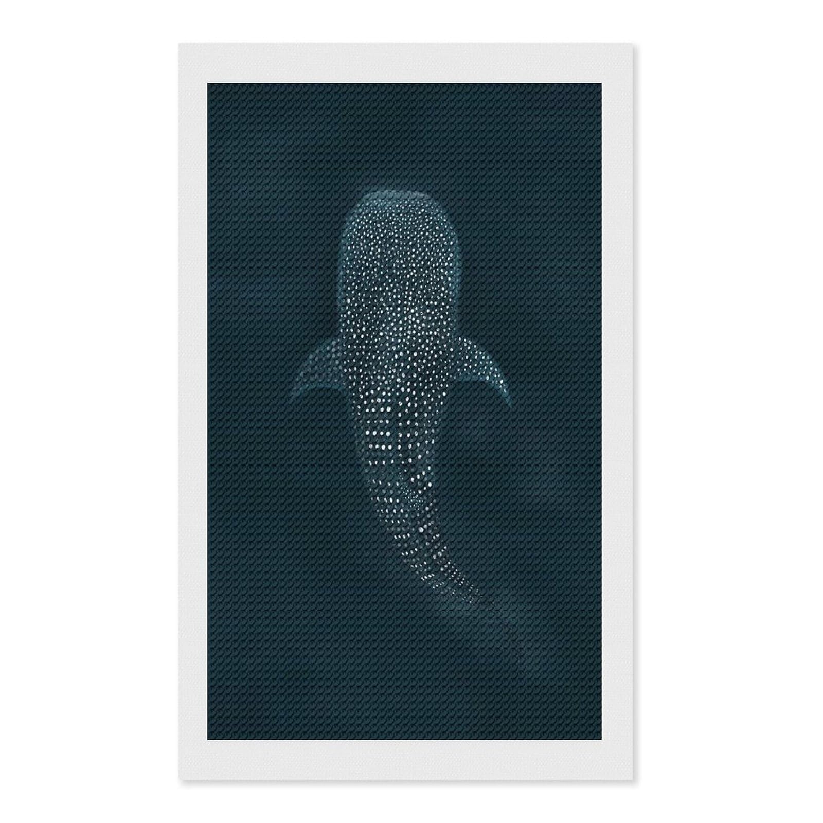 Junmoney Whale Shark Top View Diamond Painting Set 12"x20", for Adults, Decorate Your Room, Thoughtful Handmade Gift, Boho Decor, with Tool Kit