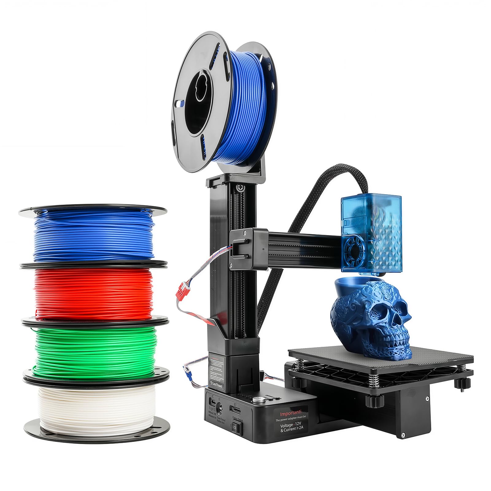 Photo 1 of Portable 3D Printer with 4 Colors PLA Filament, Easy to Use, 0.4mm Nozzle, FDM Printing, 100x100x100mm Build Size, Removable Platform, Supports PLA/TPU, Compatible with Windows & Mac