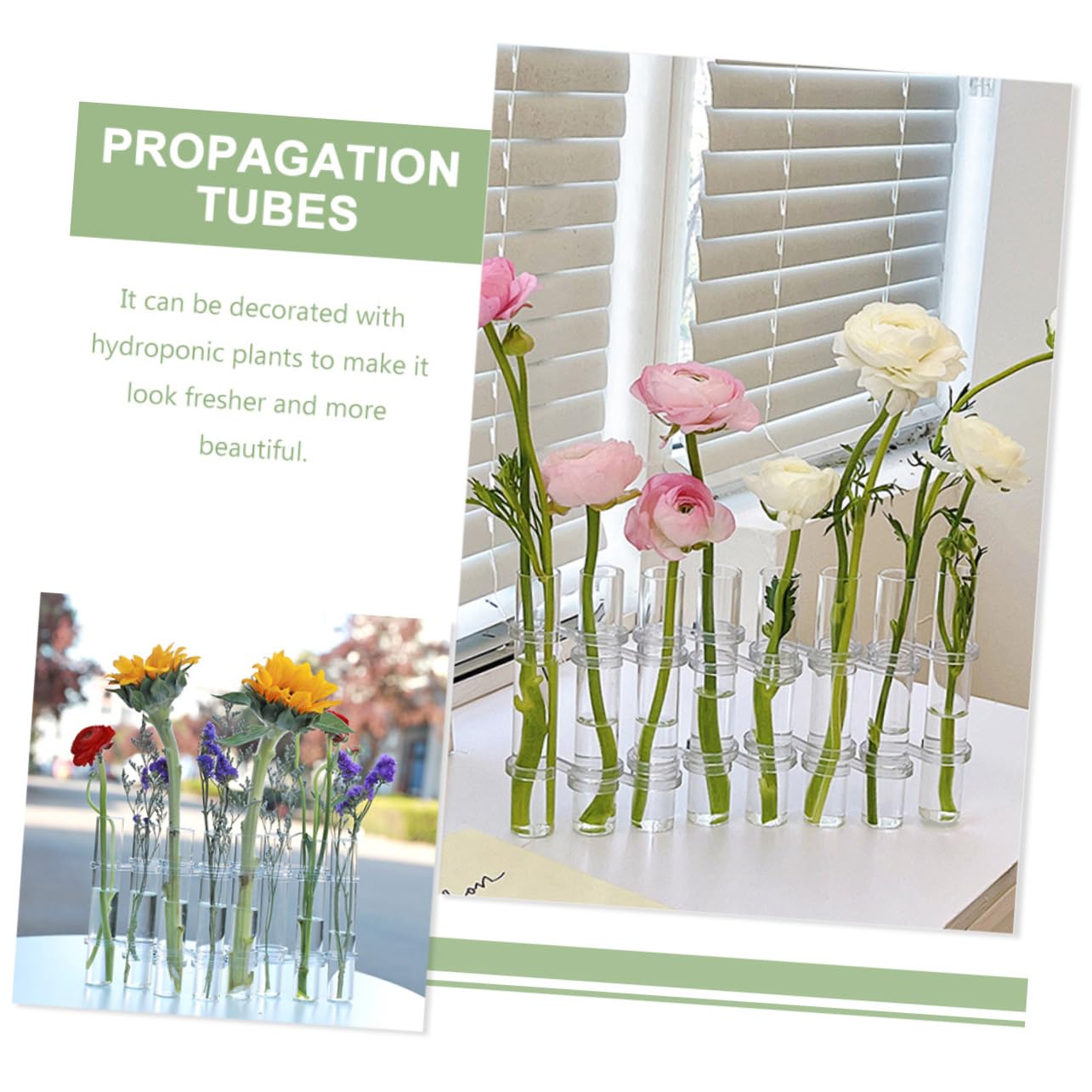 Vase à Tube à Essai en Verre Transparent, 1 Set, pour Plantes