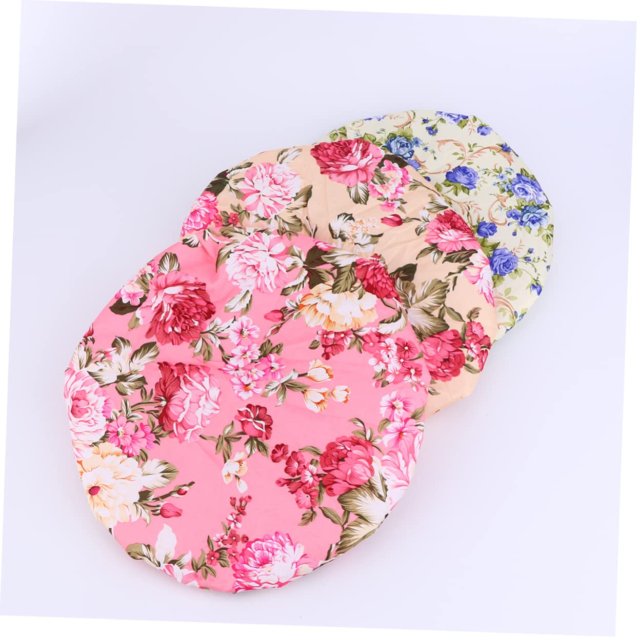 Beavorty 9stücke Teiliges Wasserdichte Duschhaube Aus Peva Mit Doppelter Schicht Elastische Badekappe Für Frauen Und Mädchen Im Schönen Blumenmuster Aprikose