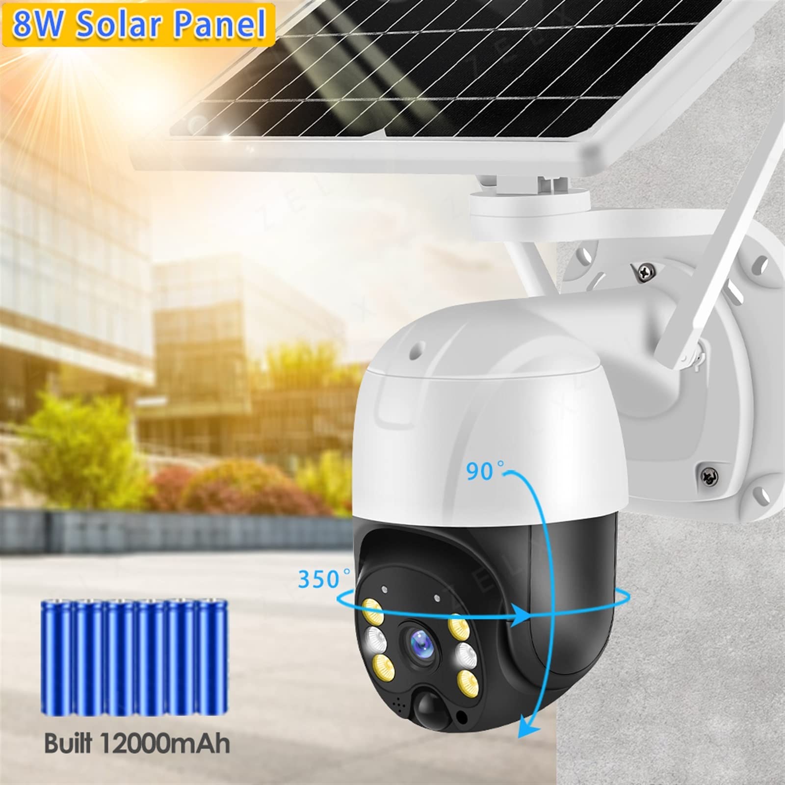 Telecamera Wifi Esterno, Telecamera IP solare 3MP 4G Videosorveglianza Batteria esterna Telecamera di sicurezza CCTV Audio bidirezionale Vista a 360° 2K Impermeabile ,Sicurezza, Antifurto(3MP 4G Camer