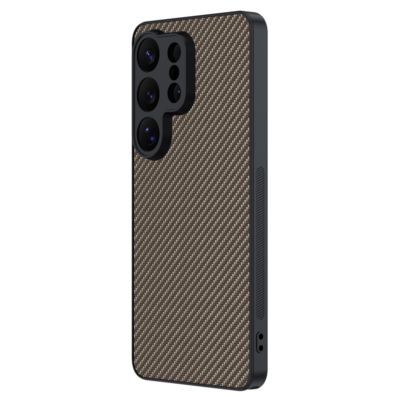 Coque en cuir pour Samsung S26 Ultra housse luxe effet carbone laiton