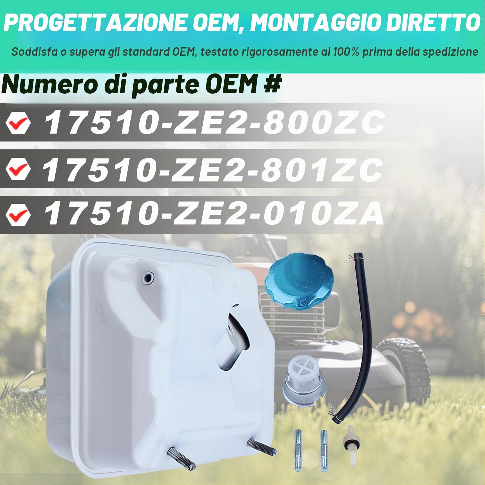 Kit Serbatoio per Honda GX390 GX340 GX270 GX240, ADEFOL Serbatoio Benzina + Tappo Serbatoio + Candela + Filtro Benzina + Tubo Benzina 8HP 9HP 11HP 13HP 16HP Motore Ricambio
