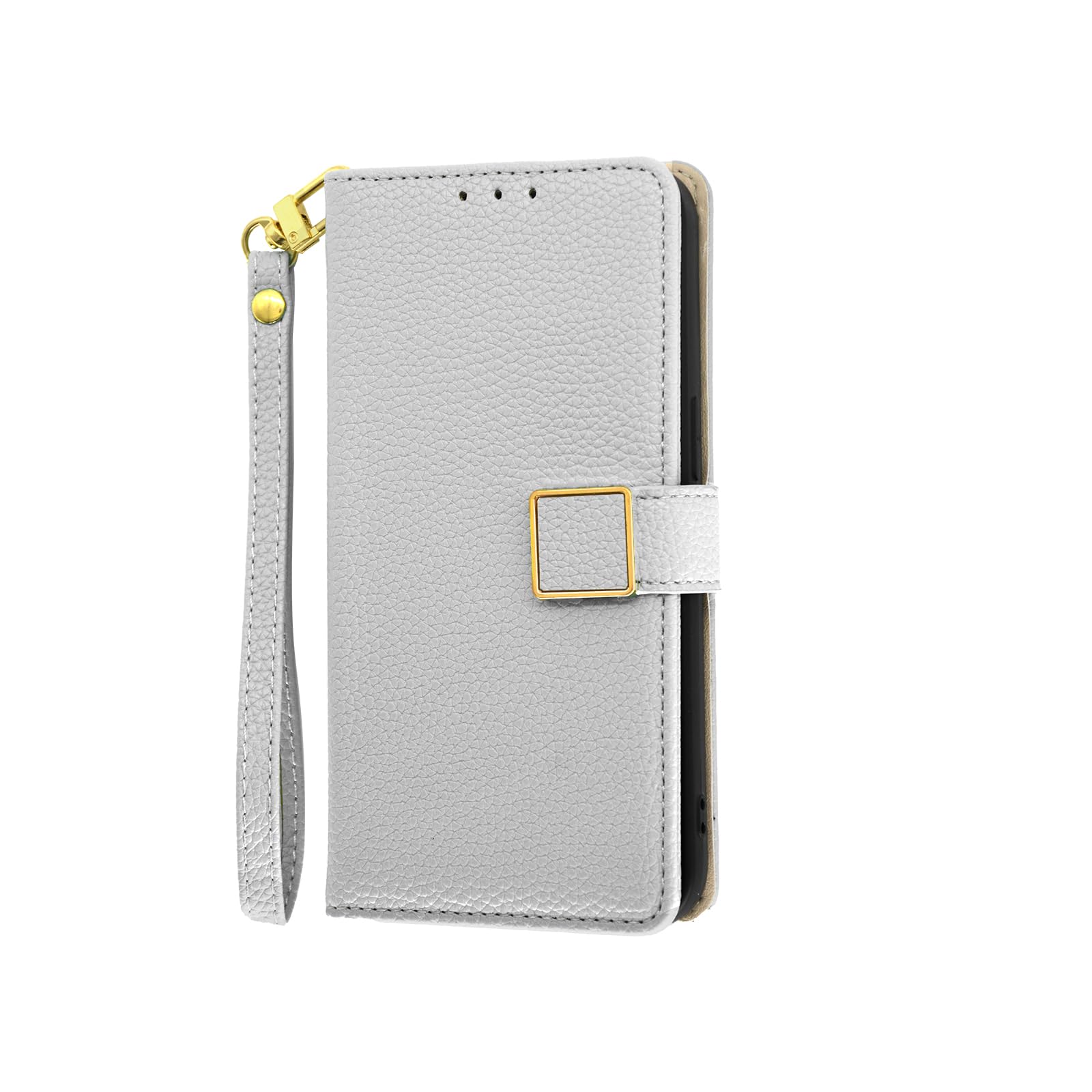 Wallet Cover Compatible with Sony Xperia 5 II Flip Stand Phone Case Magnetic Closure Card Slot Wrist Strap Gray