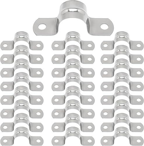 Miniatura 1 de Nayciiy Correa rígida de acero inoxidable 304 con dos agujeros, clip de tubo, soporte de tubo resistente, para instalación de tubos, tuberías o