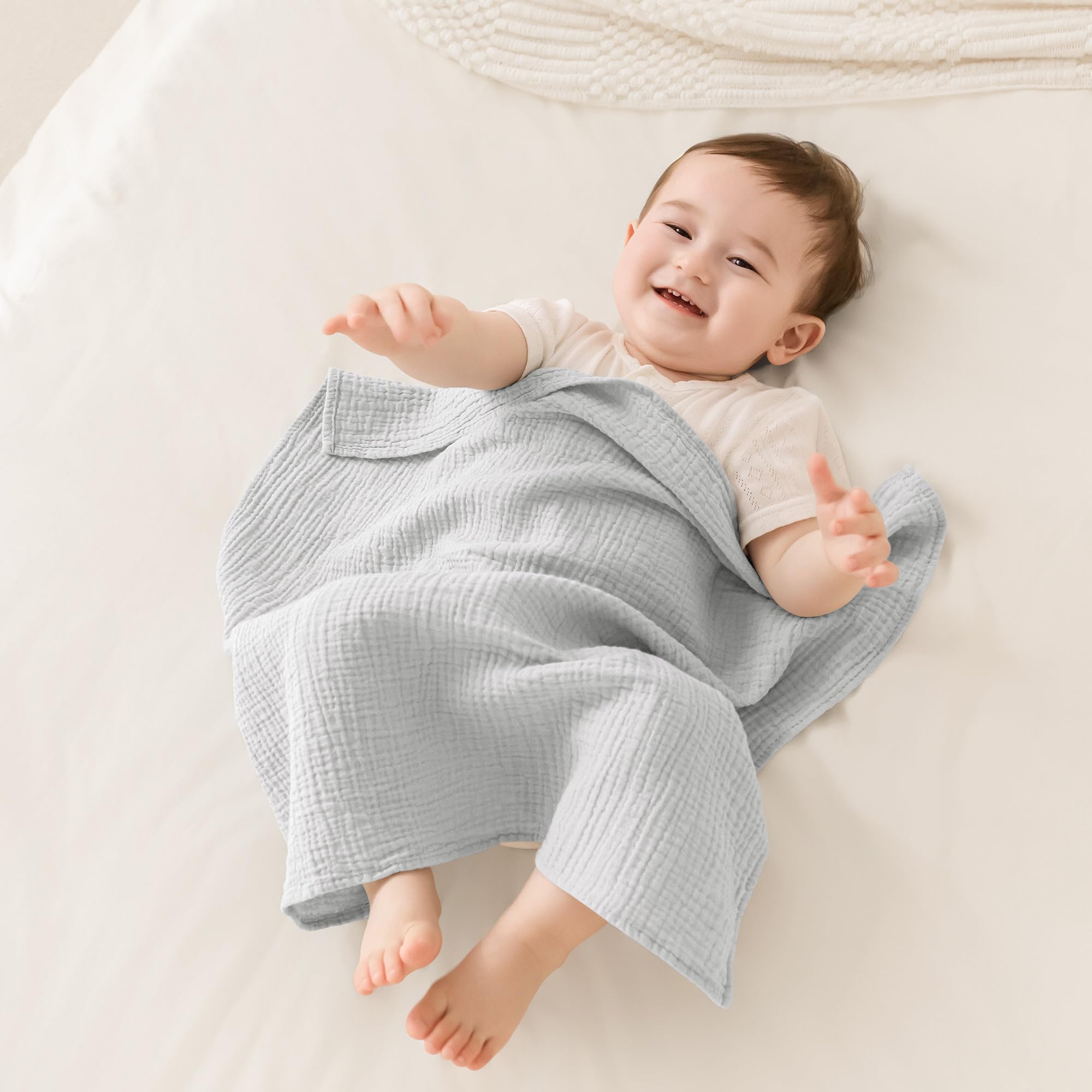 Susurration Bambino in Mussola Per Neonati, 5 Pezzi, Set 60x60CM, Super Morbido Assorbente in Mussola A Grana Per Neonati, Unisex, Per Bambine E Ragazzi (verde)