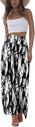 JZC Women's Palazzo Lounge Pants Stretchy Wide Leg Casual Pants Comfy High Waist Flowy Pants S-3XL
