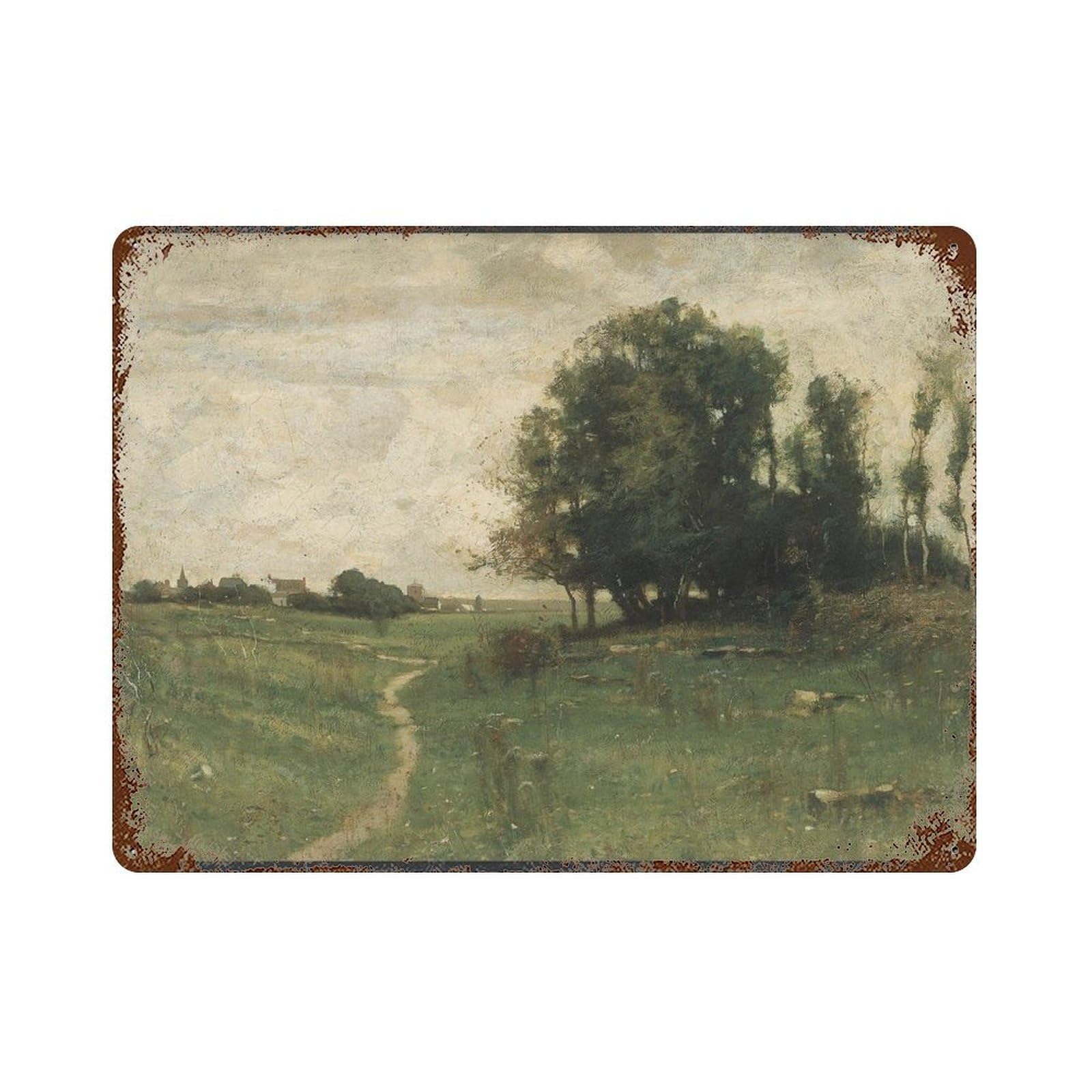 xiaoxiaoshen The Path to The Village by John Francis Murphy Wall Decor Art Metal Tin Poster Modern Home Decor Art Home Bar Shop Decorations Vintage Sign 30x40cm