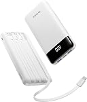 Orfeika 10000mAh Banque d'électricité avec 20W PD Chargement rapide, chargeur portable avec câbles intégrés & LED Afficheur, batterie compatible avec iPhone, Samsung, Google Pixel, iPad & Plus