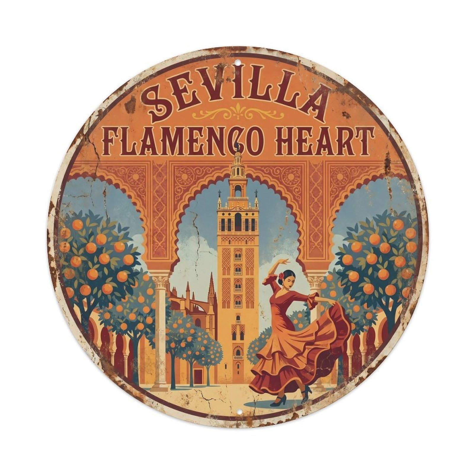 Vintage Travel Seville Cathedral Tower Metal Tin Sign Plaque