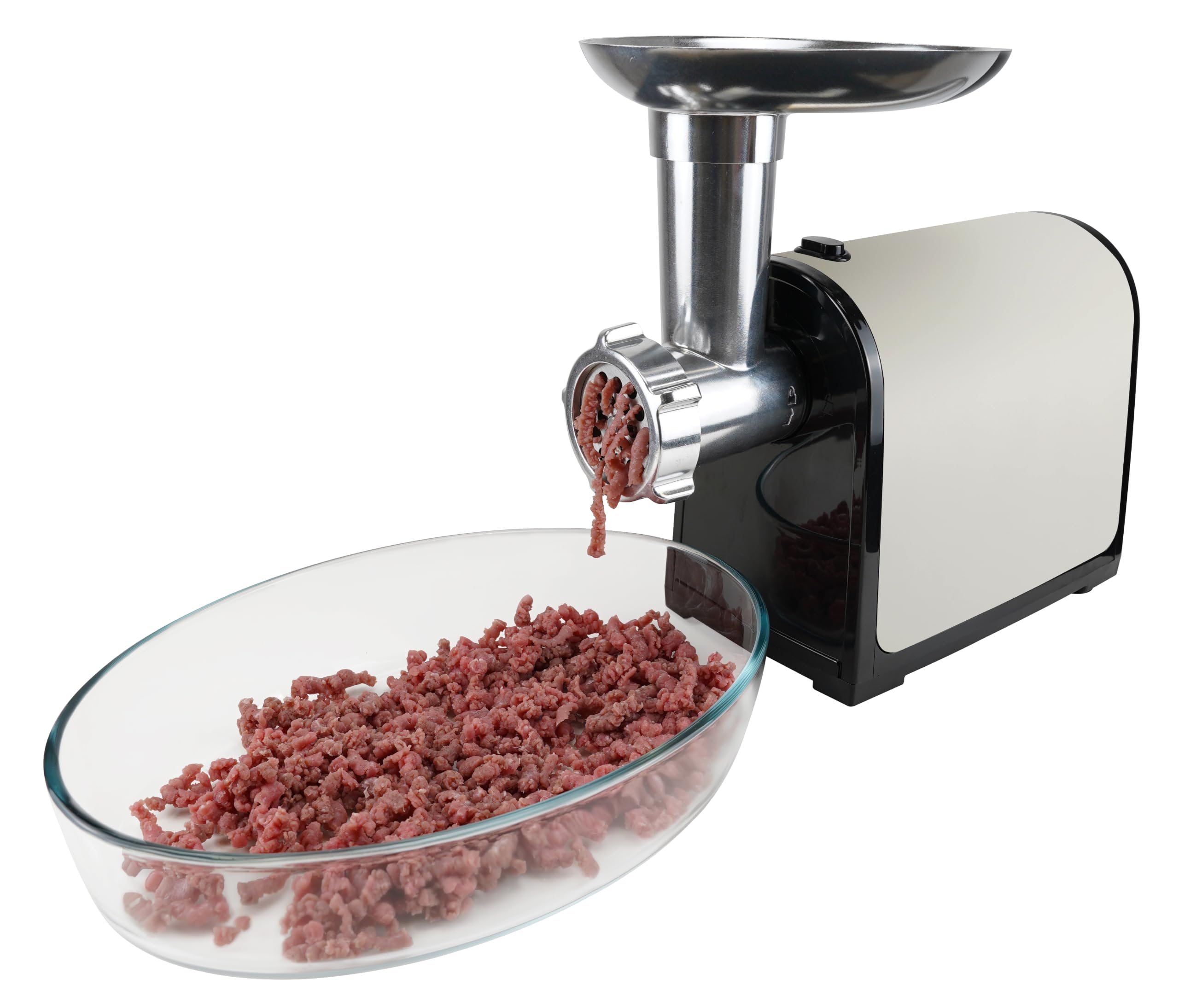 Picadora de Carne, 1300 W Máx, Para Carne Picada, Salchichas y Kubbe, 2 Discos de Acero Inoxidable, Picado Medio y Grueso, Piezas Desmontables, AMG300HM