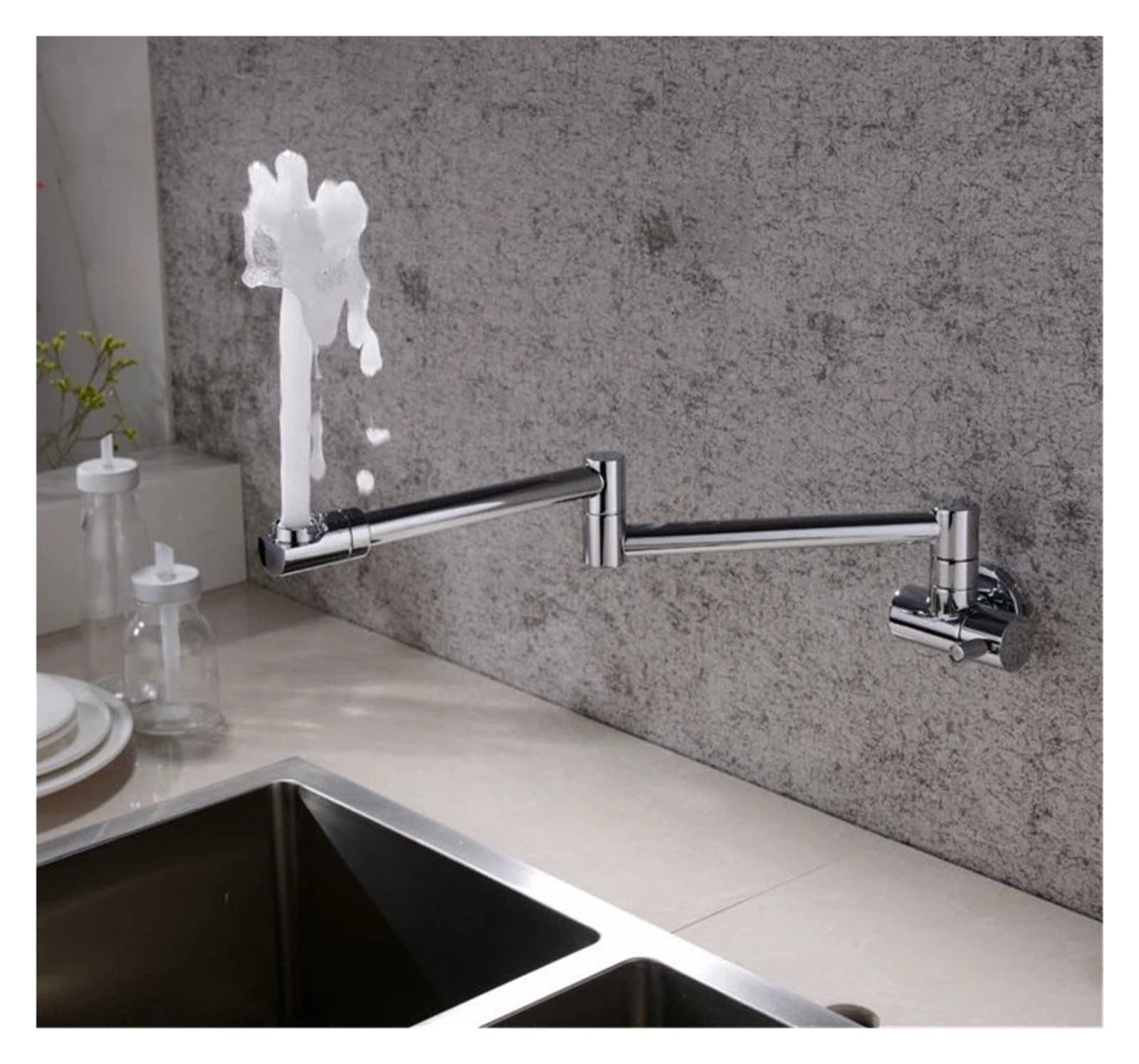 Wall Mounted Kitchen Faucets Brass Pot Filler Taps Swivel Folding Retractable Rotary Stretch Basin Faucet Sink Tap Swing Arm